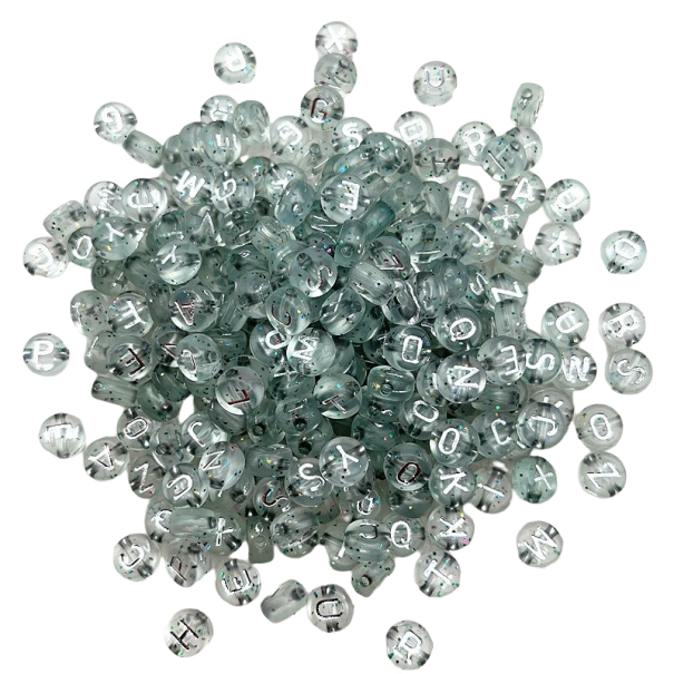 Περαστές χάντρες με εκτύπωση γραμμάτων 100 τεμ 1