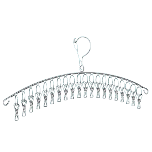 Percha de acero inoxidable con 20 pinzas para secar ropa interior y calcetines Percha duradera para el baño o el balcón 1