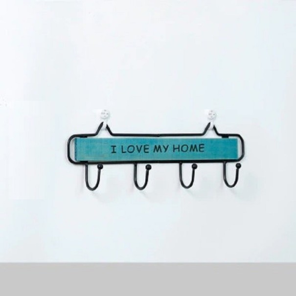 Percha de pared con ganchos azul 29 cm