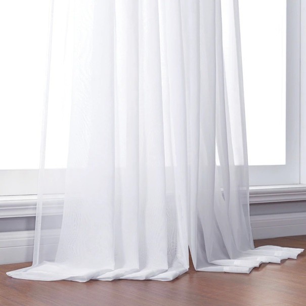 Perdeau din voal cu bucle alb 100 cm x 250 cm