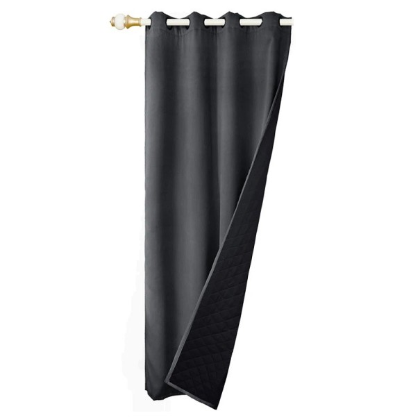 Perdele matlasate 100% opace Perdele termoizolante pentru fereastră, reductoare de zgomot, iarnă, rezistente, perdele suspendate cu două straturi, 132 x 160 cm. gri