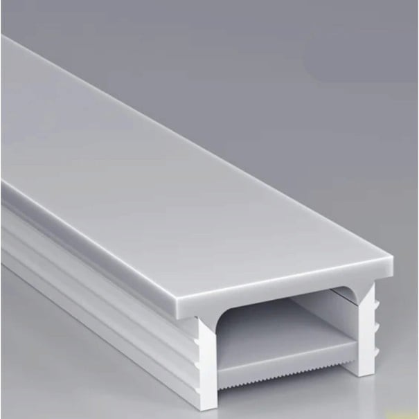 Perfil LED de silicona 15 x 10 mm con borde blanco de 19 mm Longitud 1 m Flexible con difusor para tira LED Empotrable en ranura Sin tira 1