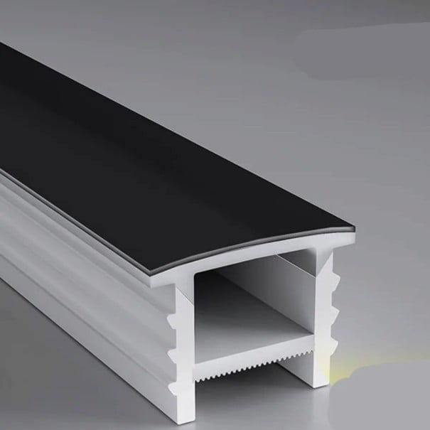 Perfil LED de Silicona 20 x 20 mm Con Bisel Negro 24 mm Longitud 1 m Flexible Con Difusor Montaje Empotrado en Canal Para Tira LED Sin Tira LED 1