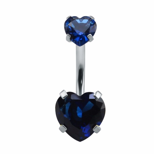Perforación de ombligo en forma de corazón azul oscuro
