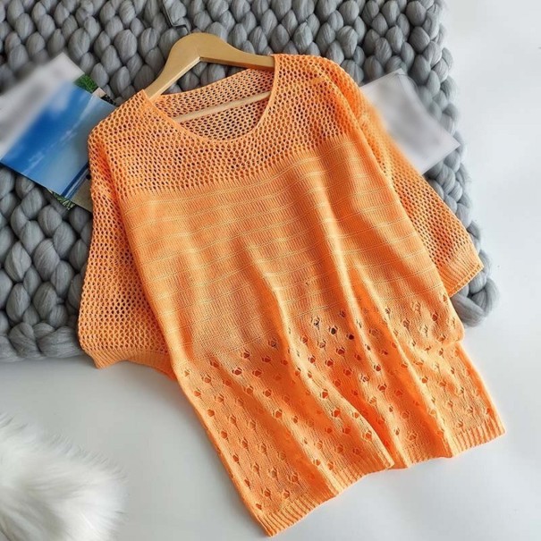 Perforeret strikket top til kvinder orange