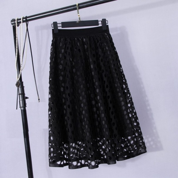 Perforierter Damenrock mit Petticoat schwarz