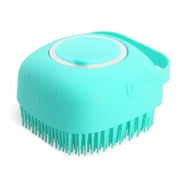 Perie din silicon pentru şampon pentru câini şi pisici 80 ml Perie de masaj pentru baie cu cauciuc moale pentru îngrijirea blănii animalelor albastru