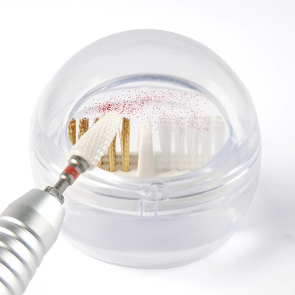 Perie pentru curățarea burghielor și a capetelor de polizor pentru unghii 45 x 22 mm Perie portabilă din cupru cu carcasă din plastic 6 x 5,5 cm pentru unelte de unghii culoare transparentă