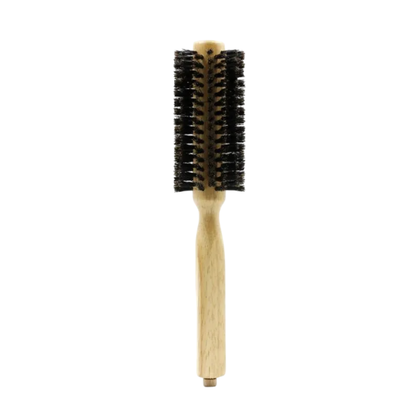 Perie profesională rotundă de coafură pentru păr cu peri de mistreț Mâner din lemn 23×4,7×11 cm Perie de styling pentru coafuri netede, ondulate și crețe 1