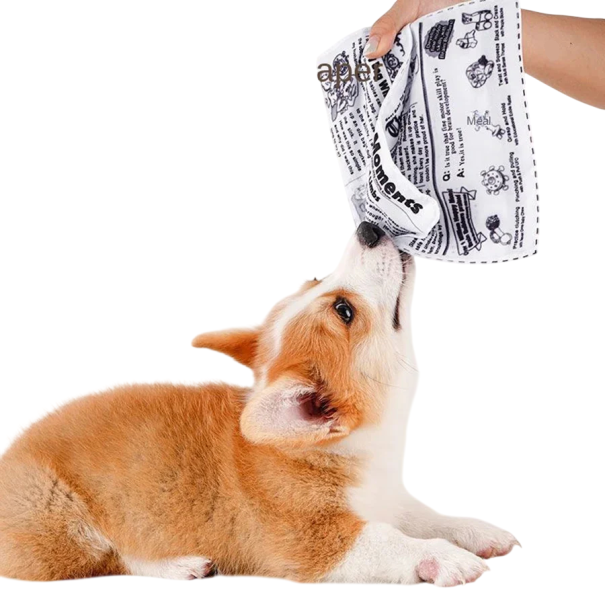 Periódicos de plástico para perros 25 x 18 cm Juguete sonoro en blanco y negro con efecto crujiente 1