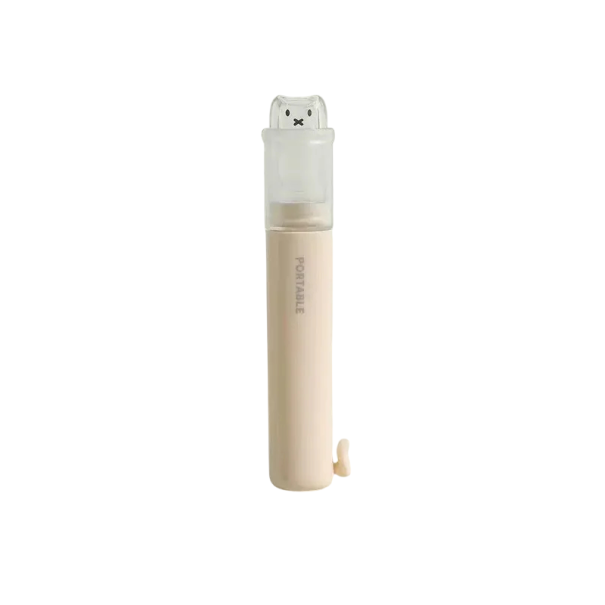 Periuță de dinți pliabilă de călătorie 2 în 1 cu husă pentru pastă de dinți 14,8 x 2,6 cm Motiv cu ursuleț Tubă de stoarcere Set compact alb