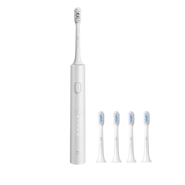 Periuță de dinți sonică electrică 4 capete 4 moduri de curățare 360° rezistentă la apă Încărcare fără fir Capete antibacteriene autonomie a bateriei 150 zile argint