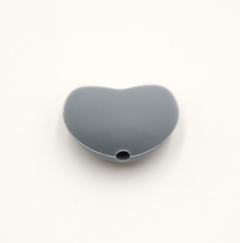 Perlas de silicona en forma de corazón - 10 uds. gris