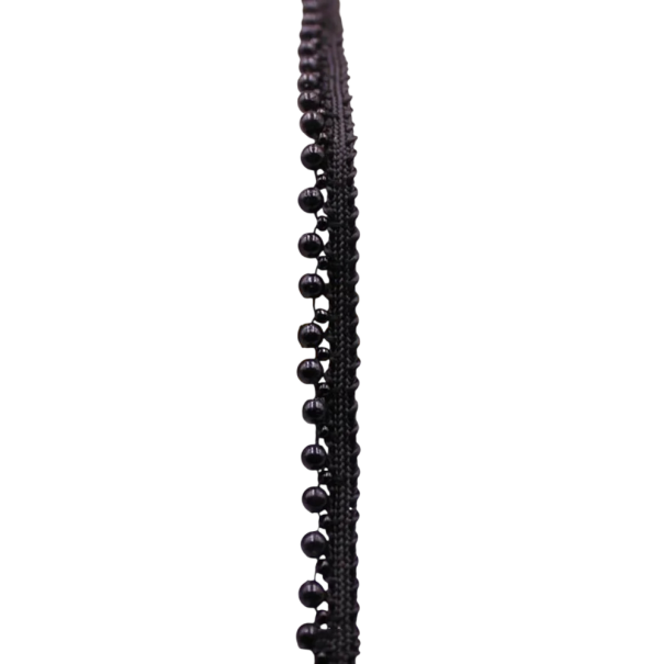 Perlebroderi bånd bredde 1,5 cm længde 91 cm Polyester dekorativt bånd med perleimitation til pyntning af tøj bryllupsdekoration sort