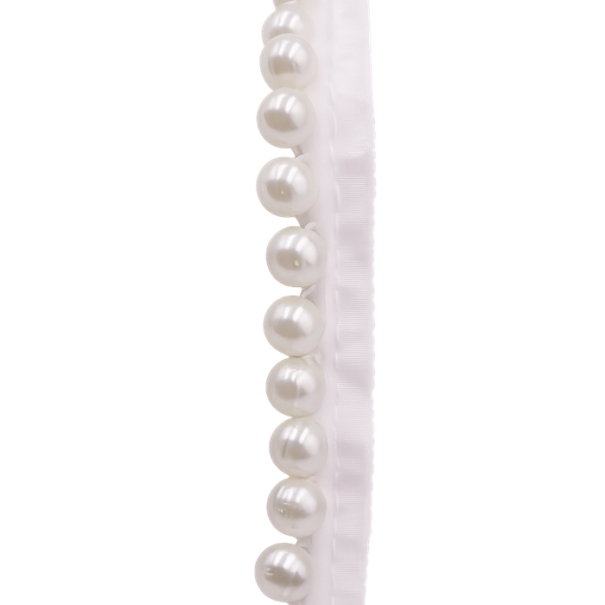 Perlen Spitzenband 1,5 cm 91 cm Dekorationsband mit Perlenimitat Polyester Spitzenband in anthrazit für Hochzeitsdekoration DIY weiß