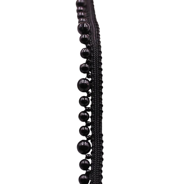 Perlen Spitzenband 1,5 cm x 91 cm Dekorationsband mit Perlenimitat Polyester Spitzenband für Hochzeitsdekorationen Nähen Basteln schwarz