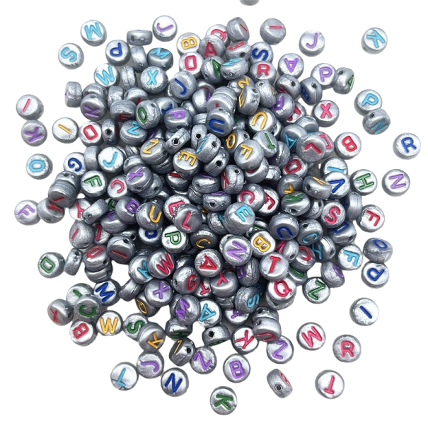 Perles à enfiler avec impression de lettres 100 pcs 3