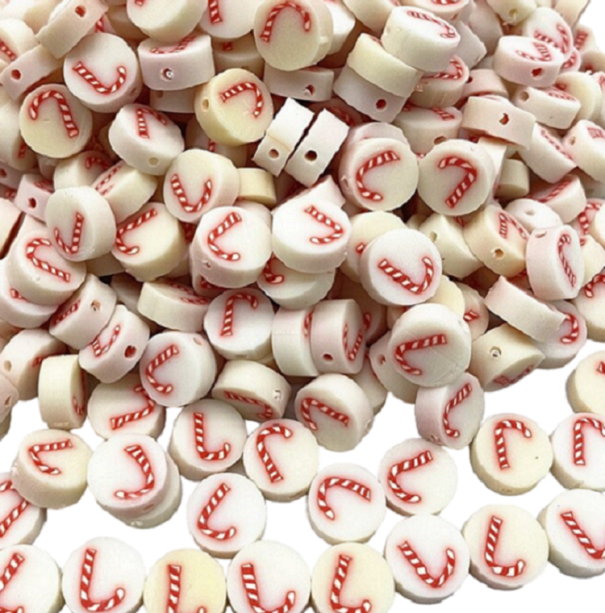 Perles avec Canne de Noël 30 pcs blanc
