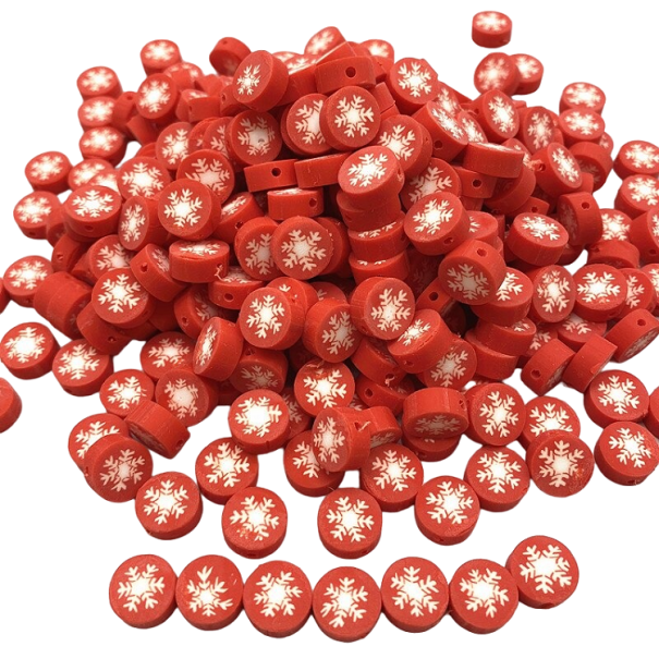 Perles de Noël avec flocon 30 pcs rouge