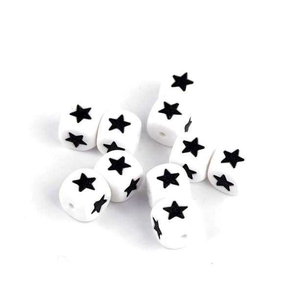 Perles en silicone avec motif - 5 pcs étoiles