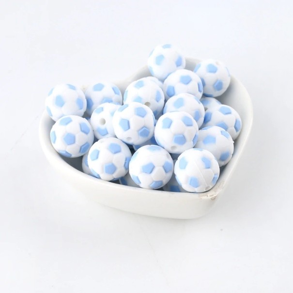 Perles en silicone en forme de boules J3219 bleu clair