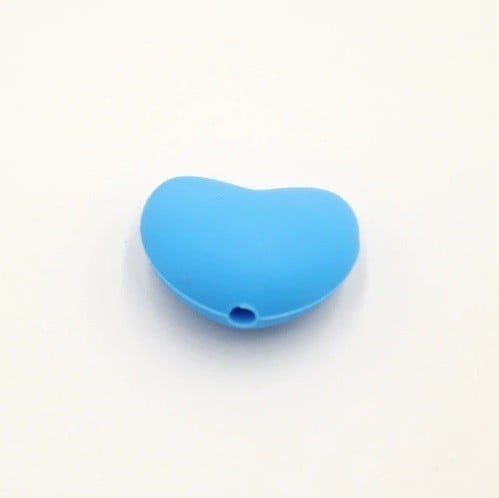 Perles en silicone en forme de cœur - 10 pièces bleu