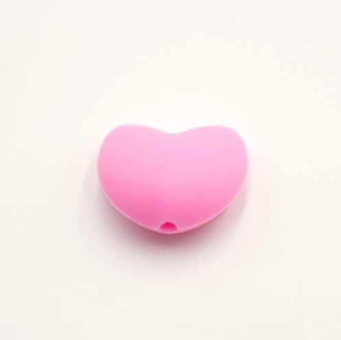 Perles en silicone en forme de cœur - 10 pièces rose clair