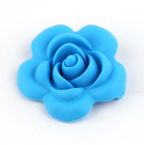 Perles en silicone en forme de fleur - 10 pcs bleu