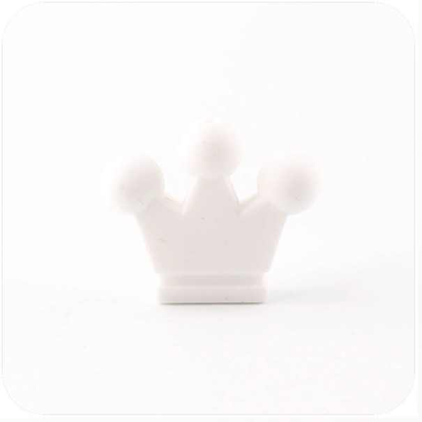 Perline di silicone a forma di corona - 10 pz bianco