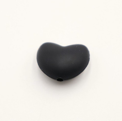 Perline di silicone a forma di cuore - 10 pz nero