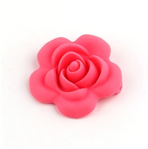 Perline di silicone a forma di fiore - 10 pz rosso chiaro