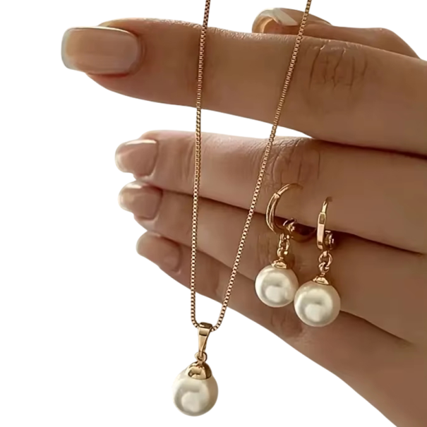 Perlová svadobná súprava Náhrdelník a náušnice Elegantné dámske šperky Romantický módny set ako darček pre ženy zlatá