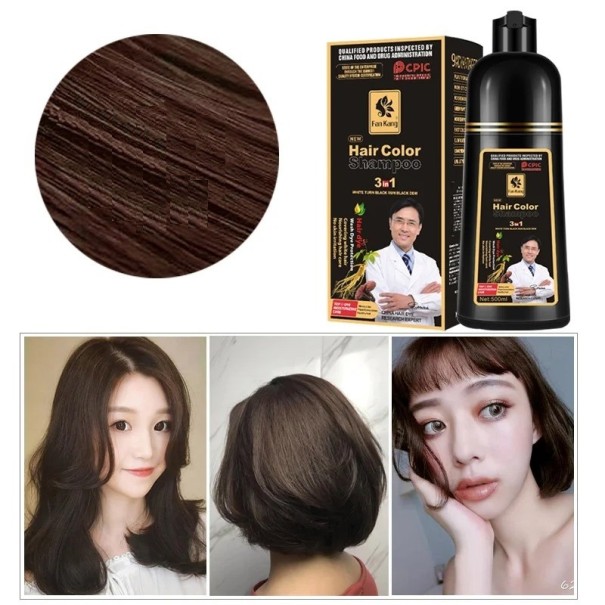 Permanente haarkleurshampoo Haarkleurshampoo met natuurlijke gemberessence Natuurlijke haarkleur voor grijsdekking 500 ml Deep Coffee