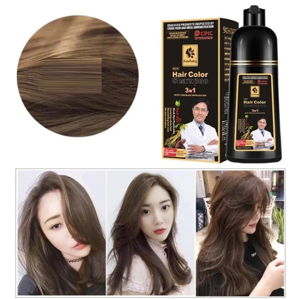 Permanentní barevný šampon na vlasy Šampon na barvení vlasů s přírodní zázvorovou esencí Přírodní barva na vlasy pro krytí šedin 500 ml coffee