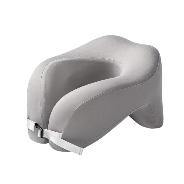 Pernă de călătorie în formă de U, 24 x 28 x 17 cm, spumă cu memorie, bumbac, pernă ergonomică pentru susținerea gâtului, pentru călătorii, avion, mașină, tren, confort la somn gri