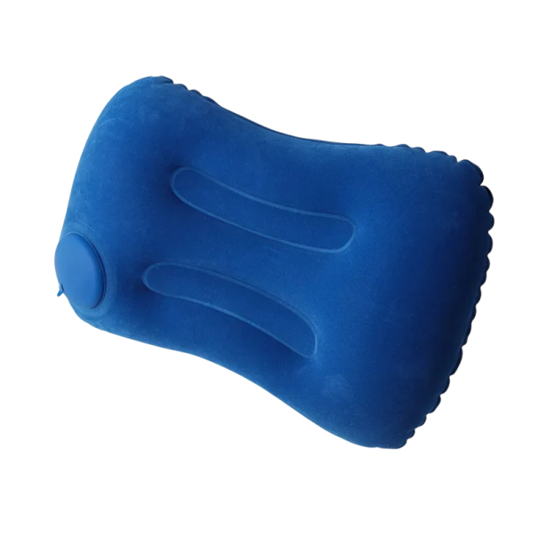 Pernă gonflabilă portabilă 43x28x10 cm, pernă de călătorie cu suport pentru gât și spate cu valvă, ușoară, pliabilă, 120 g, relaxare pentru avion albastru