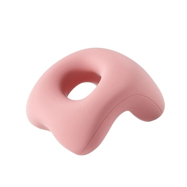 Pernă în formă de U cu orificiu pentru față Suport ergonomic pentru cap Pad de relaxare pentru masaj Spumă cu memorie Material respirabil Odihnă confortabilă 20x22,5x13,5 cm roz
