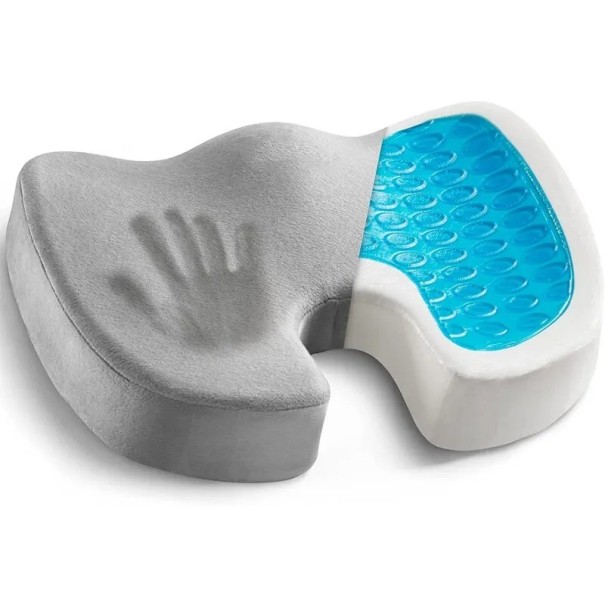 Pernă pentru scaun pentru postură Pernă ortopedică din spumă cu memorie Pernă pentru scaun de birou anti-alunecare pentru suport pentru coccis 45 x 35 cm gri