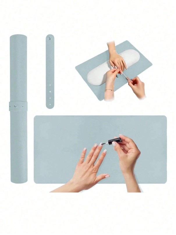 Pernă portabilă pliabilă pentru unghii 60 x 30 cm Pernă moale din microfibră Rezistentă la apă, la murdărie și zgârieturi pentru manichiură, salon și utilizare acasă albastru deschis