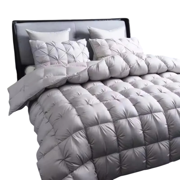 Péřová přikrývka 220 x 240 cm 4 kg Bílé husí peří Zimní prošívaná přikrývka 3D komorová konstrukce Hřejivá přikrývka šedá