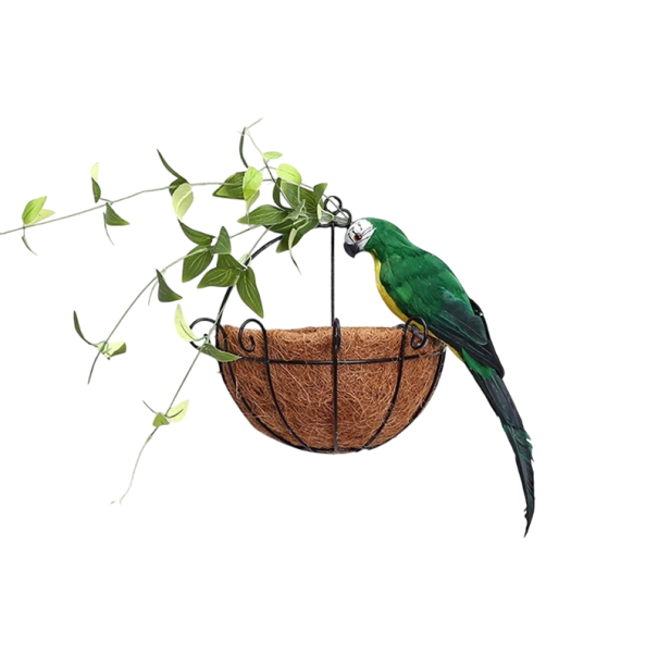 Perroquet artificiel fait main de 25 cm Oiseau décoratif en mousse et plumes Décoration réaliste pour branche Décoration intérieure Aspect exotique vert