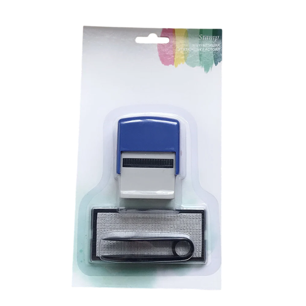 Personalizowany stempel 14 x 38 mm Zestaw z literami, cyframi, symbolami i pęsetą Kreatywne kreacje Znakowanie prezentów lub paczek niebieski