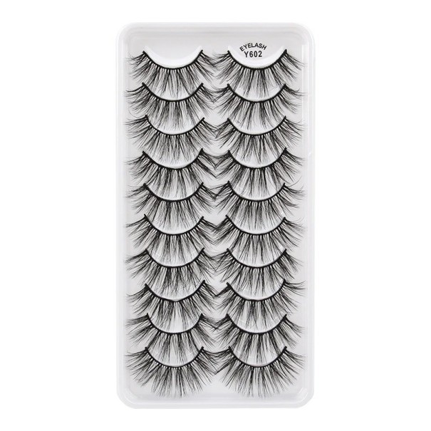 Pestañas postizas voluminosas, 10 pares, pestañas postizas negras adhesivas 3D, juego de extensiones de pestañas 3