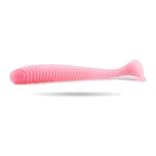 Peștișori din cauciuc ring shad 6,3 cm 1,4 g Pachet 20 buc Momeli moi cu sare și microcanale Pentru pescuitul peștișorilor răpitori roz