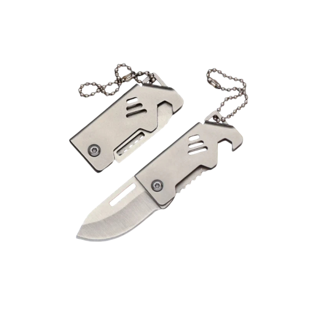 Petit couteau de poche pliant en acier inoxydable de 8,5 cm avec porte-clés Outil EDC Mini de poche Couteau portable pour clés Équipement de plein air pour les voyages Randonnée Excursions 1