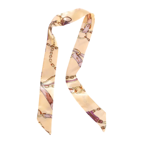 Petit long fin foulard 4 × 100 cm Imprimé féminin Foulard multifonctionnel mode pour la tête Bandeau pour cheveux Décoration de poignée Beige
