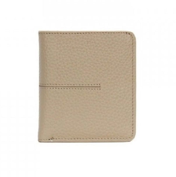 Petit portefeuille pliable pour femmes en cuir véritable 10,8 x 9,8 x 0,6 cm Fenêtre transparente pour documents Poches pour cartes Profil kaki