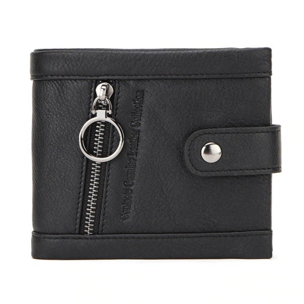 Petite porte-monnaie en cuir pour femmes M389 noir