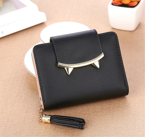 Petite portefeuille en cuir pour femmes M295 noir