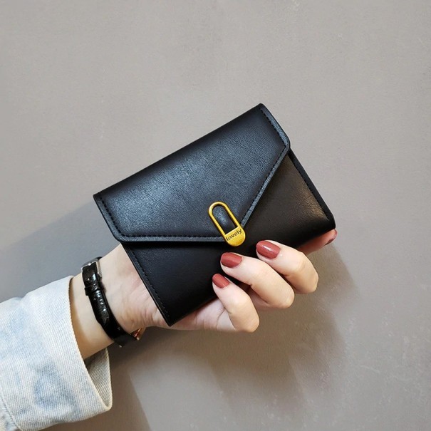 Petite portefeuille en cuir pour femmes M378 noir
